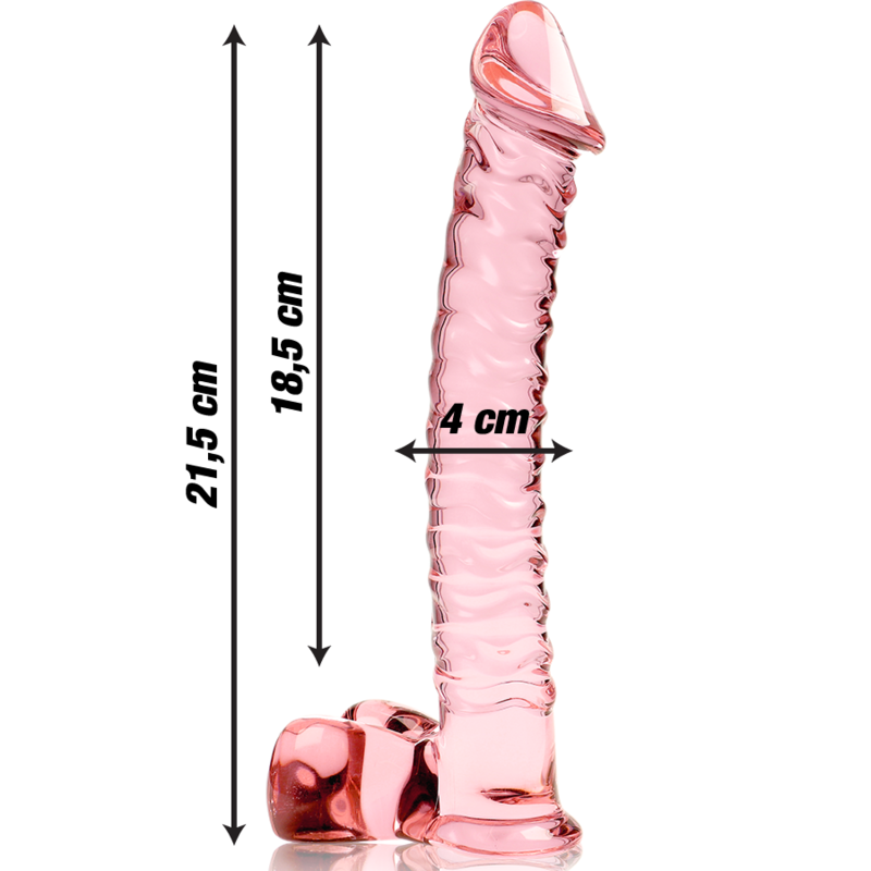 NEBULA SERIES BY IBIZA - MODELLO 23 DILDO IN VETRO BOROSILICATO ROSA 21.5 CM -O- 4 CM – Falli senza vibrazioni – foto 3