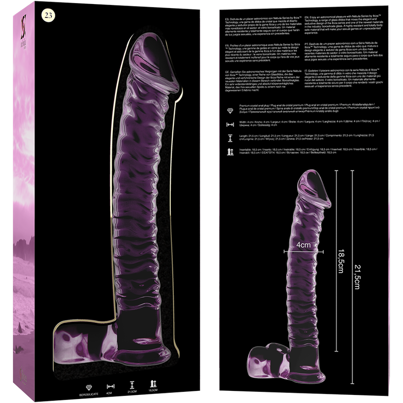 NEBULA SERIES BY IBIZA - MODELLO 23 DILDO IN VETRO BOROSILICATO ROSA 21.5 CM -O- 4 CM – Falli senza vibrazioni – foto 6