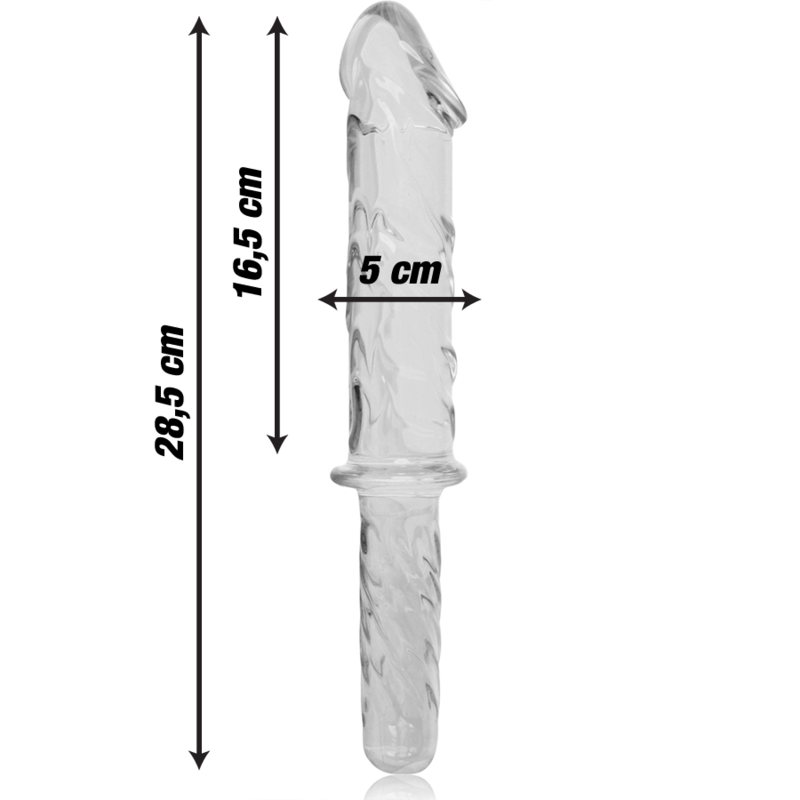 NEBULA SERIES BY IBIZA - MODELLO 24 DILDO IN VETRO BOROSILICATO TRASPARENTE 28.5 CM -O- 5 CM – Falli senza vibrazioni – foto 3