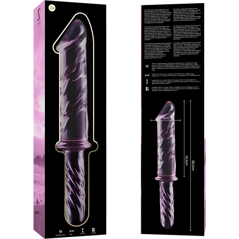 NEBULA SERIES BY IBIZA - MODELLO 24 DILDO IN VETRO BOROSILICATO ROSA 28.5 CM -O- 5 CM – Falli senza vibrazioni – foto 6