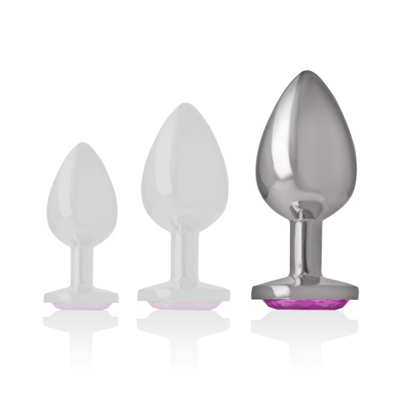 INTENSE - PLUG ANALE IN METALLO ALLUMINIO CON CRISTALLO ROSA MISURA L – Tappi anali – foto 5