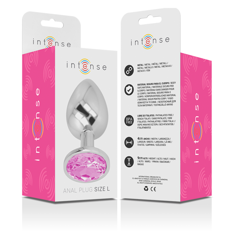 INTENSE - PLUG ANALE IN METALLO ALLUMINIO CON CRISTALLO ROSA MISURA L – Tappi anali – foto 6