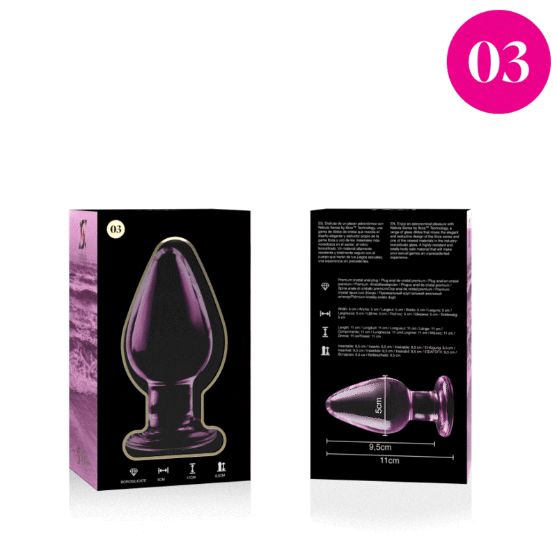 NEBULA SERIES BY IBIZA - MODELLO 3 PLUG ANALE VETRO BOROSILICATO ROSA 11 CM -O- 5 CM – Tappi anali – foto 4