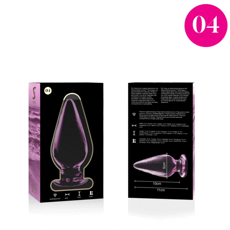 NEBULA SERIES BY IBIZA - MODELLO 4 PLUG ANALE VETRO BOROSILICATO ROSA 11 CM -O- 5 CM – Tappi anali – foto 4