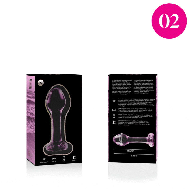 NEBULA SERIES BY IBIZA - MODELLO 2 PLUG ANALE VETRO BOROSILICATO ROSA 11 CM -O- 3.5 CM – Tappi anali – foto 4
