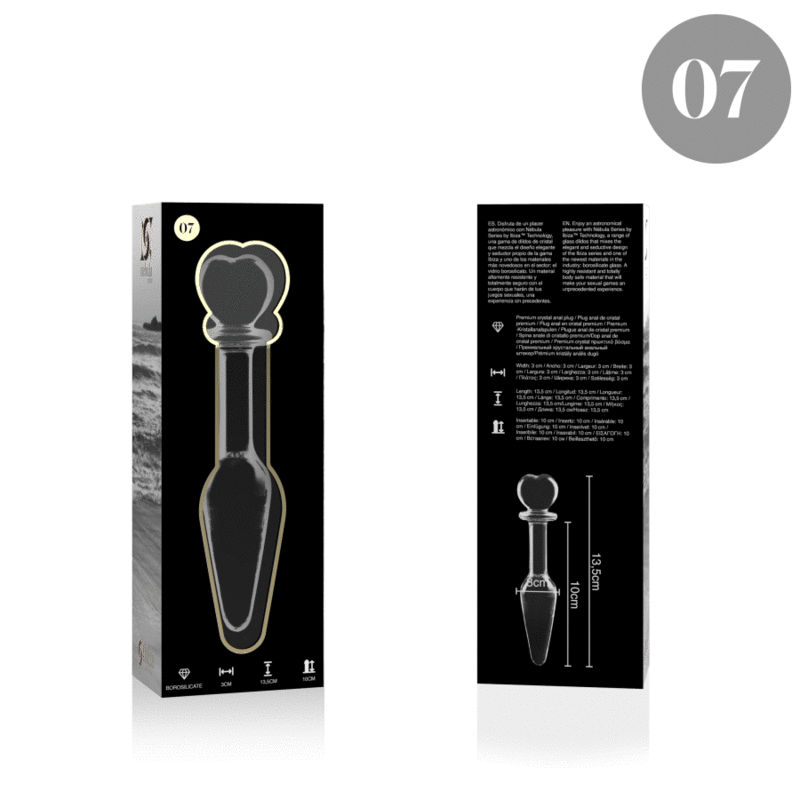 NEBULA SERIES BY IBIZA - MODELLO 7 PLUG ANALE VETRO BOROSILICATO TRASPARENTE 13.5 CM -O- 3 CM – Tappi anali – foto 4