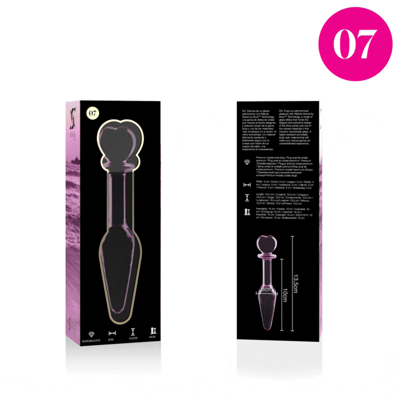 NEBULA SERIES BY IBIZA - MODELLO 7 PLUG ANALE VETRO BOROSILICATO ROSA 13.5 CM -O- 3 CM – Tappi anali – foto 4