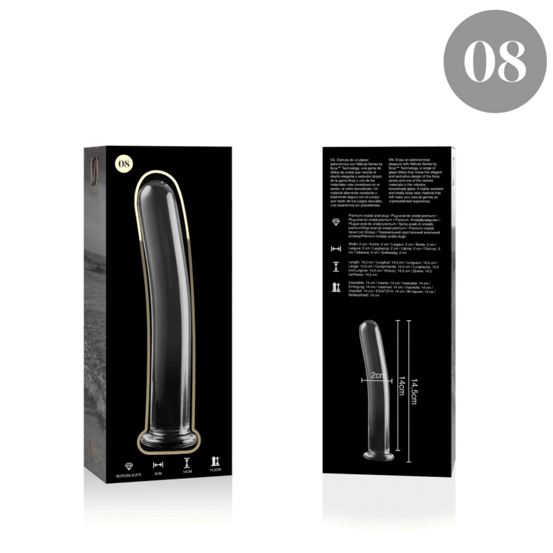 NEBULA SERIES BY IBIZA - MODELLO 8 DILDO IN VETRO BOROSILICATO TRASPARENTE 14.5 CM -O- 2 CM – Falli senza vibrazioni – foto 4