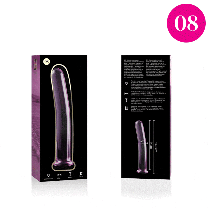 NEBULA SERIES BY IBIZA - MODELLO 8 DILDO IN VETRO BOROSILICATO ROSA 14.5 CM -O- 2 CM – Falli senza vibrazioni – foto 4