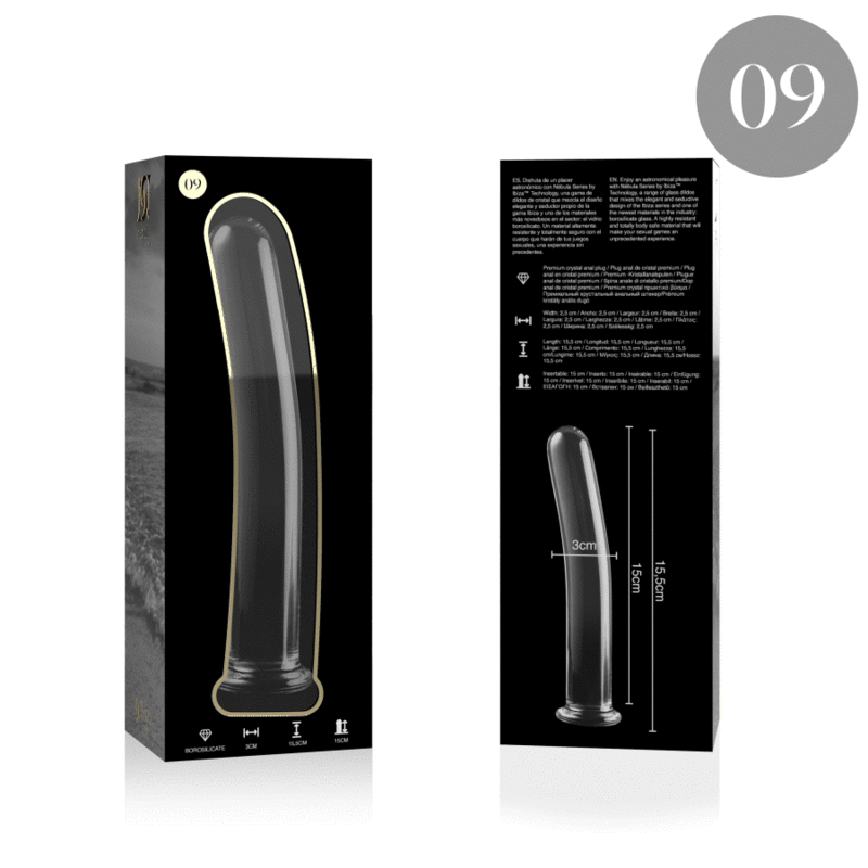 NEBULA SERIES BY IBIZA - MODELLO 9 DILDO IN VETRO BOROSILICATO TRASPARENTE 15.5 CM -O- 2.5 CM – Falli senza vibrazioni – foto 4