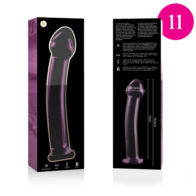 NEBULA SERIES BY IBIZA - MODELLO 11 DILDO IN VETRO BOROSILICATO ROSA 16 CM -O- 3 CM – Falli senza vibrazioni – foto 4