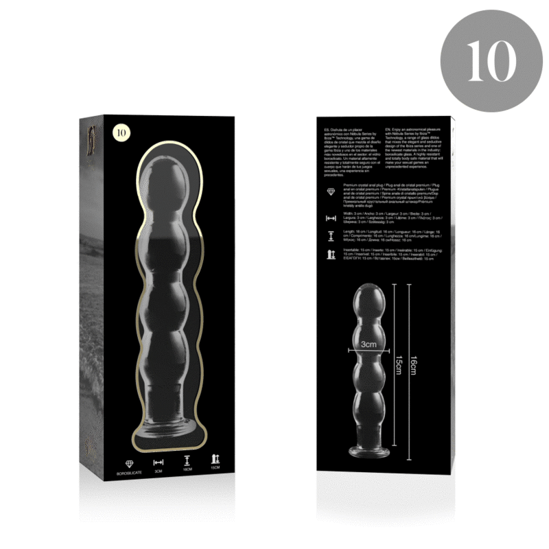 NEBULA SERIES BY IBIZA - MODELLO 10 DILDO IN VETRO BOROSILICATO TRASPARENTE 16.5 CM -O- 3.5 CM – Falli senza vibrazioni – foto 4