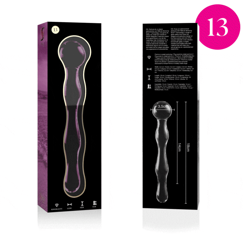 NEBULA SERIES BY IBIZA - MODELLO 13 DILDO IN VETRO BOROSILICATO ROSA 18 CM -O- 3.5 CM – Falli senza vibrazioni – foto 4