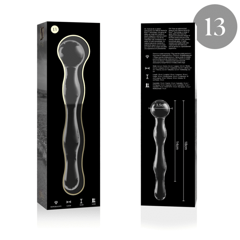 NEBULA SERIES BY IBIZA - MODELLO 13 DILDO IN VETRO BOROSILICATO TRASPARENTE 18 CM -O- 3.5 CM – Falli senza vibrazioni – foto 4