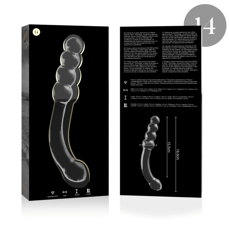 NEBULA SERIES BY IBIZA - MODELLO 14 DILDO IN VETRO BOROSILICATO TRASPARENTE 18.5 CM -O- 3 CM – Falli senza vibrazioni – foto 4