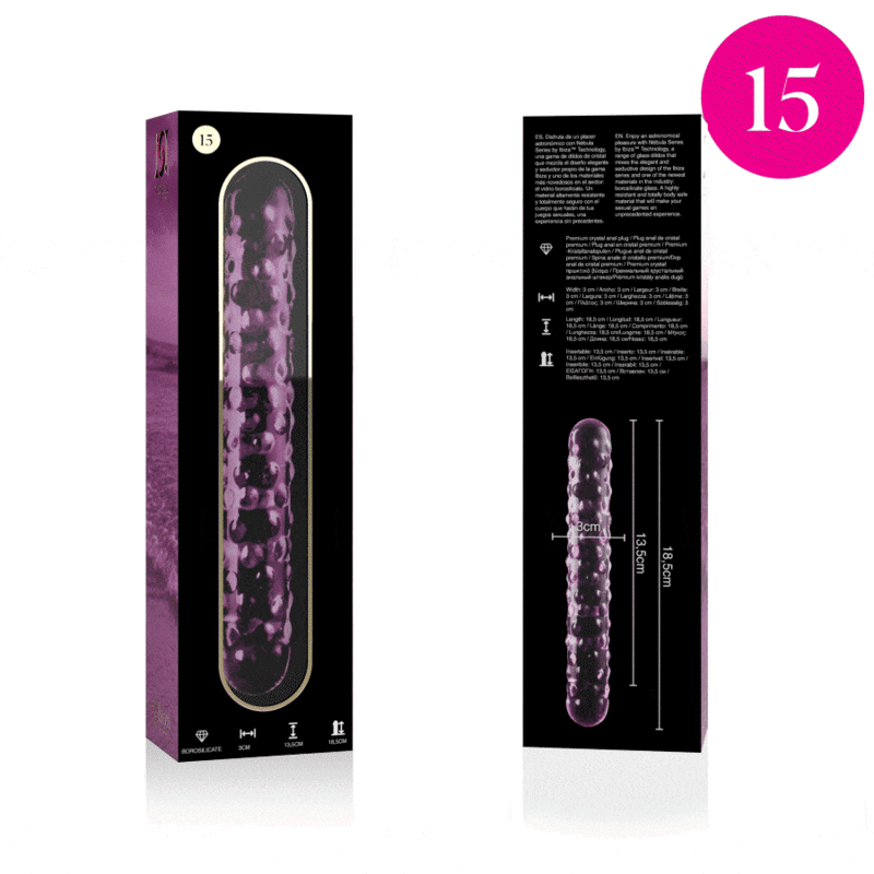 NEBULA SERIES BY IBIZA - MODELLO 15 DILDO IN VETRO BOROSILICATO ROSA 18.5 CM -O- 3 CM – Falli senza vibrazioni – foto 4