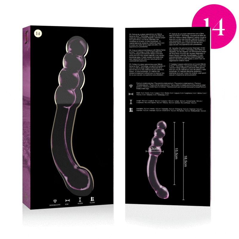 NEBULA SERIES BY IBIZA - MODELLO 14 DILDO IN VETRO BOROSILICATO ROSA 18.5 CM -O- 3 CM – Falli senza vibrazioni – foto 4