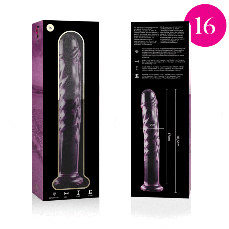 NEBULA SERIES BY IBIZA - MODELLO 16 DILDO IN VETRO BOROSILICATO ROSA 18.5 CM -O- 3 CM – Falli senza vibrazioni – foto 4