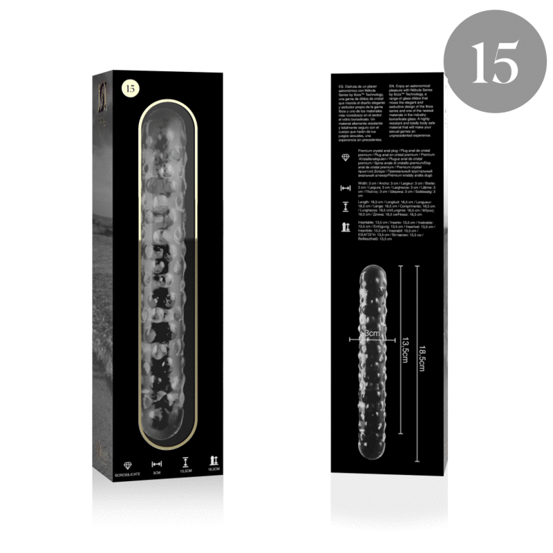 NEBULA SERIES BY IBIZA - MODELLO 15 DILDO IN VETRO BOROSILICATO TRASPARENTE 18.5 CM -O- 3 CM – Falli senza vibrazioni – foto 4