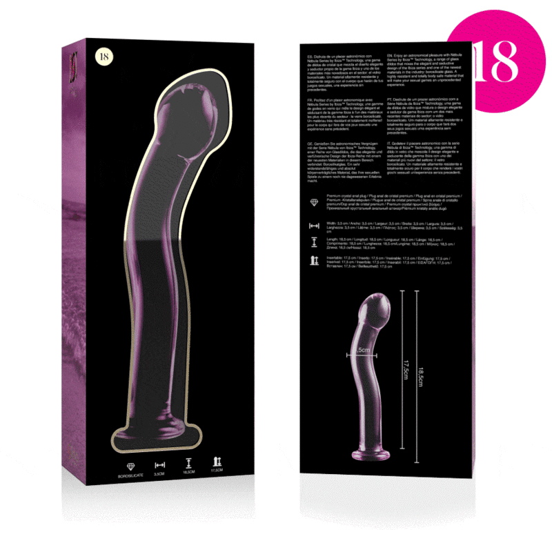 NEBULA SERIES BY IBIZA - MODELLO 18 DILDO IN VETRO BOROSILICATO ROSA 18.5 CM -O- 3.5 CM – Falli senza vibrazioni – foto 4