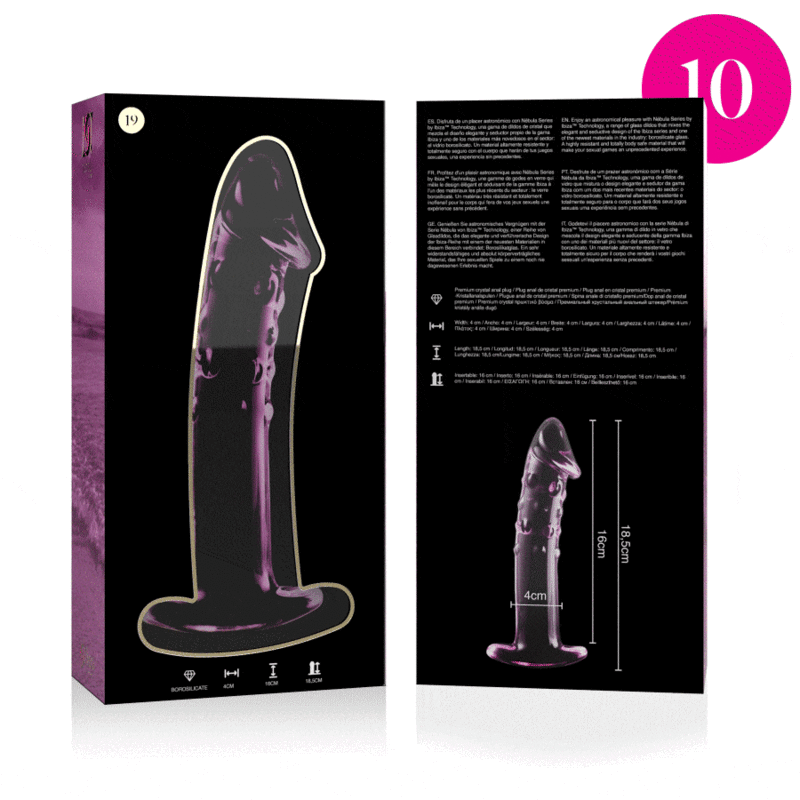 NEBULA SERIES BY IBIZA - MODELLO 19 DILDO IN VETRO BOROSILICATO ROSA 18.5 CM -O- 4 CM – Falli senza vibrazioni – foto 4