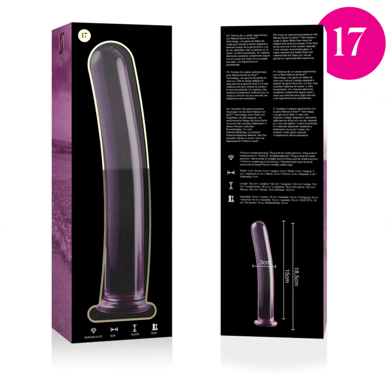 NEBULA SERIES BY IBIZA - MODELLO 17 DILDO IN VETRO BOROSILICATO ROSA 18.5 CM -O- 3 CM – Falli senza vibrazioni – foto 4