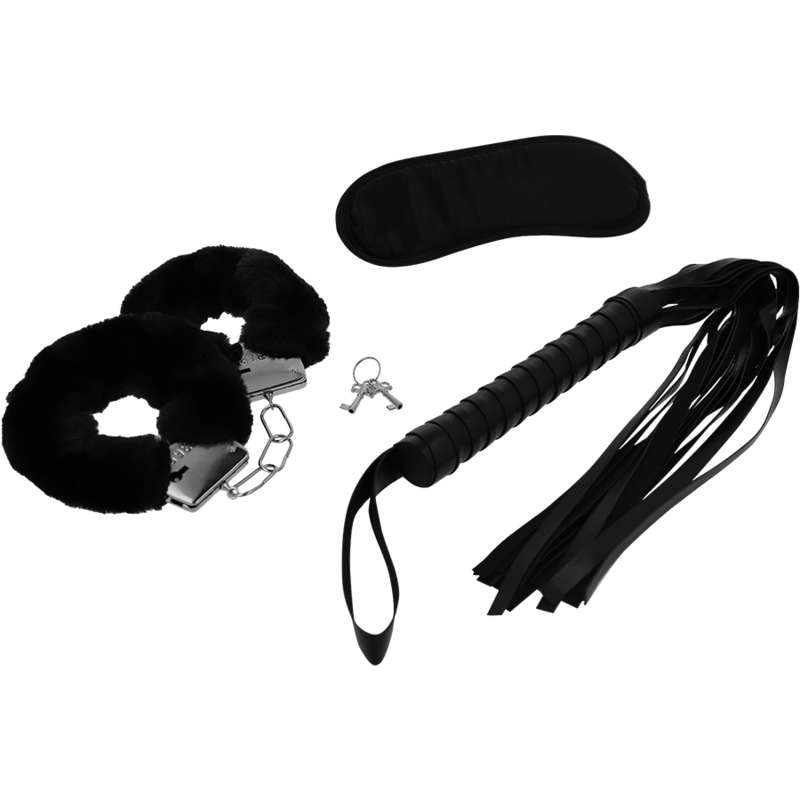 INTENSE - FETISH PLAYSET EROTICO 1 CON MANETTE, MASCHERA CIECA E FLOGGER – Set di schiavitù – foto 2