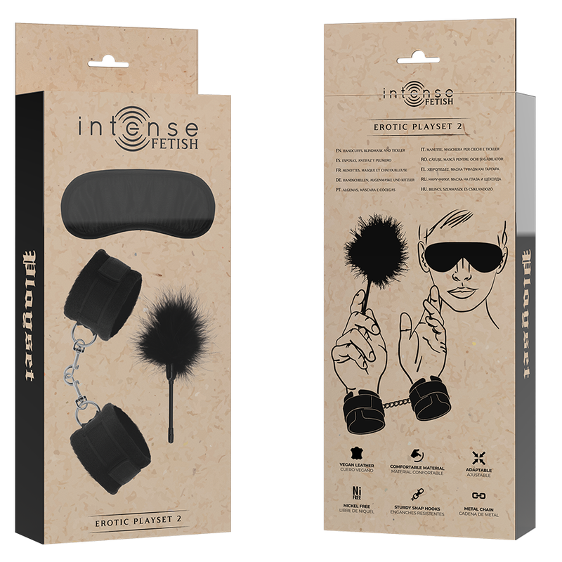 INTENSE - FETISH PLAYSET EROTICO 2 CON MANETTE, MASCHERA CIECA E TICKLER – Set di schiavitù – foto 7