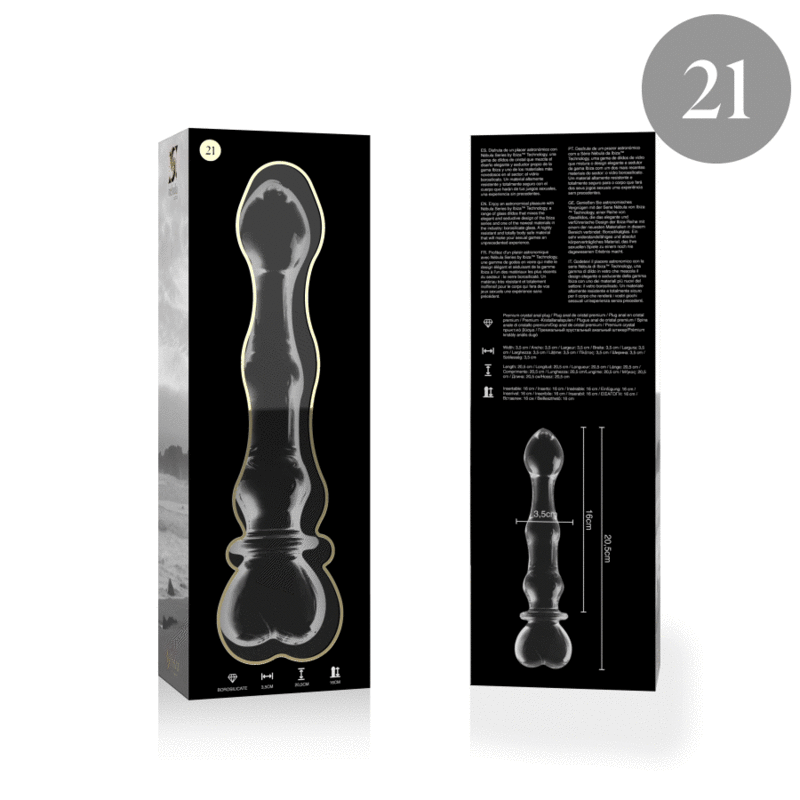 NEBULA SERIES BY IBIZA - MODELLO 21 DILDO IN VETRO BOROSILICATO TRASPARENTE 20.5 CM -O- 3.5 CM – Falli senza vibrazioni – foto 4