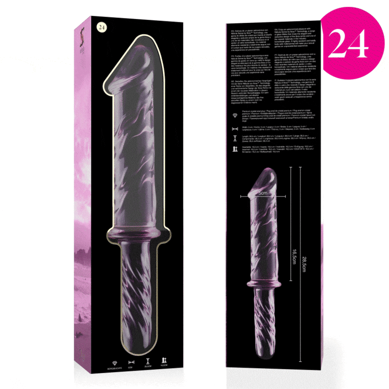 NEBULA SERIES BY IBIZA - MODELLO 24 DILDO IN VETRO BOROSILICATO ROSA 28.5 CM -O- 5 CM – Falli senza vibrazioni – foto 4