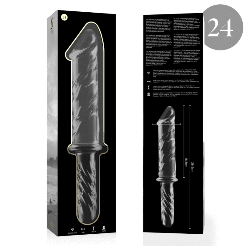 NEBULA SERIES BY IBIZA - MODELLO 24 DILDO IN VETRO BOROSILICATO TRASPARENTE 28.5 CM -O- 5 CM – Falli senza vibrazioni – foto 4