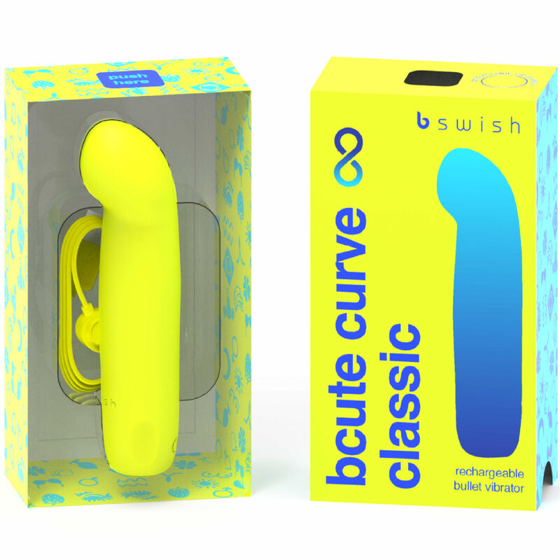 B SWISH - BCUTE CURVE INFINITE CLASSIC VIBRATORE IN SILICONE RICARICABILE GIALLO – Vibratori a punto G – foto 2