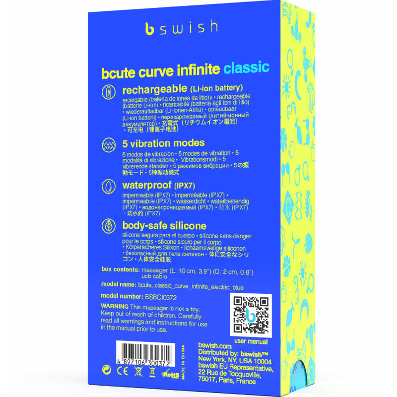 B SWISH - BCUTE CURVE INFINITE CLASSIC VIBRATORE RICARICABILE IN SILICONE BLU – Vibratori a punto G – foto 5