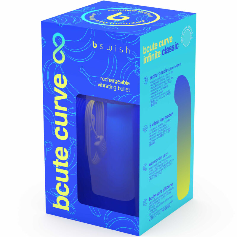 B SWISH - VIBRATORE RICARICABILE IN SILICONE BLU BCUTE CURVE INFINITE CLASSIC EDIZIONE LIMITATA – Vibratori a punto G – foto 6