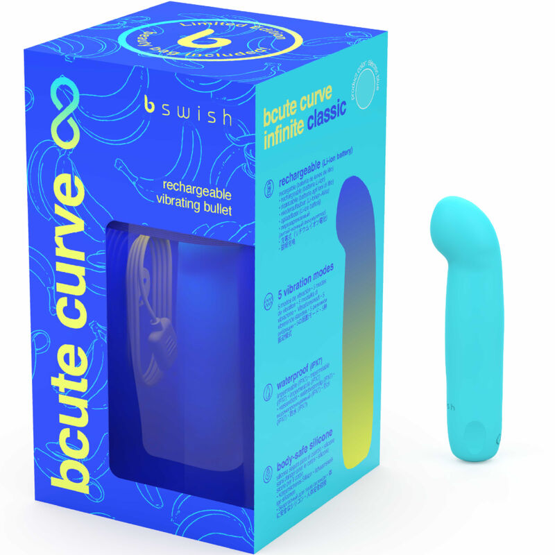 B SWISH - VIBRATORE RICARICABILE IN SILICONE BLU BCUTE CURVE INFINITE CLASSIC EDIZIONE LIMITATA – Vibratori a punto G – foto 4