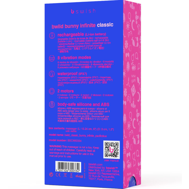 B SWISH - BWILD BUNNY INFINITE CLASSIC VIBRATORE RICARICABILE IN SILICONE BLU – Vibratori di coniglio – foto 5