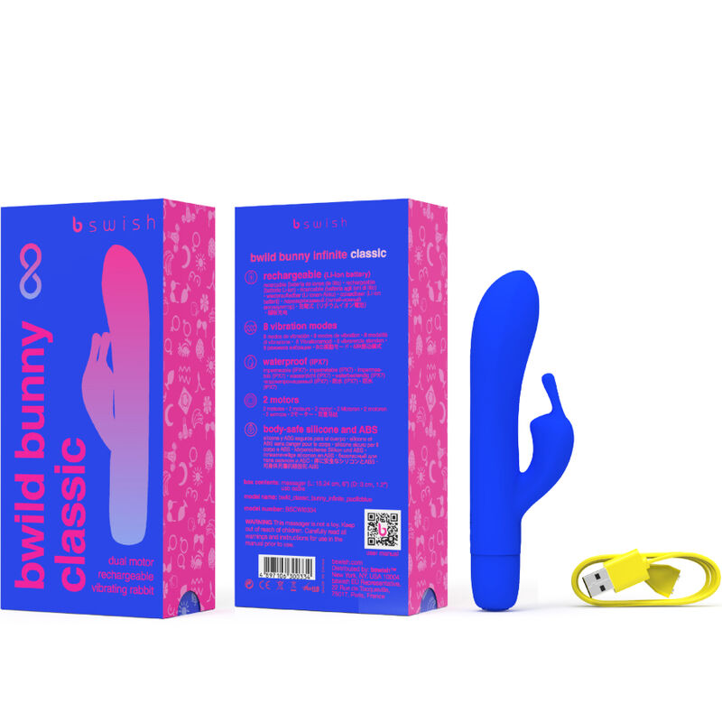 B SWISH - BWILD BUNNY INFINITE CLASSIC VIBRATORE RICARICABILE IN SILICONE BLU – Vibratori di coniglio – foto 3
