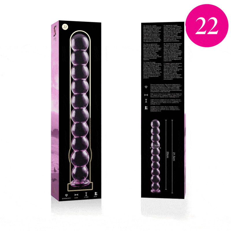 NEBULA SERIES BY IBIZA - MODELLO 22 DILDO IN VETRO BOROSILICATO ROSA 21.5 CM -O- 2.5 CM – Falli senza vibrazioni – foto 4