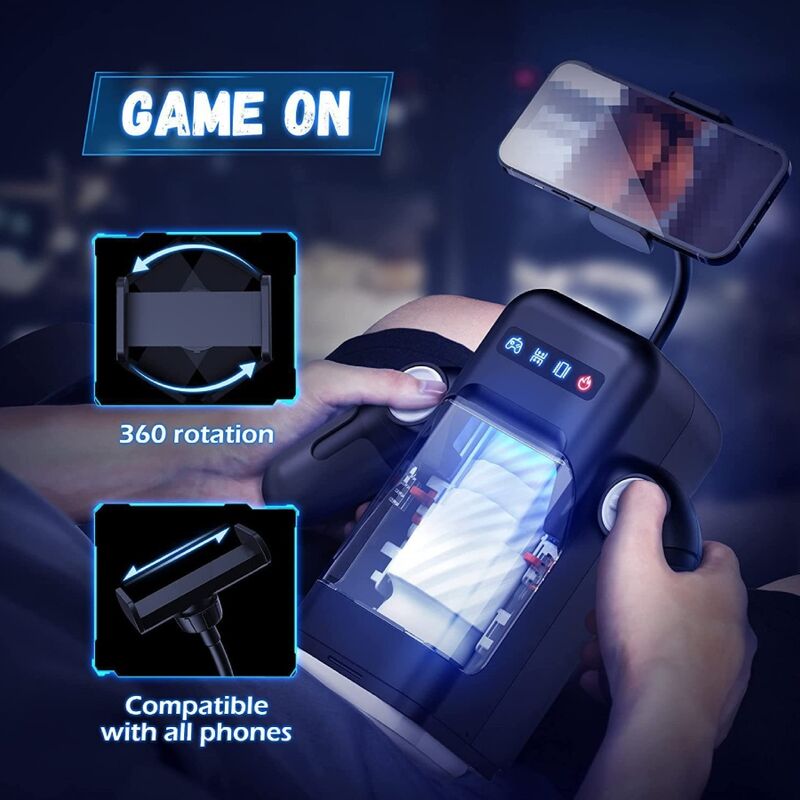 GAME CUP - MASTURBATORE A VIBRAZIONE SPINTA CON FUNZIONE RISCALDAMENTO E SUPPORTO MOBILE - NERO – Vari masturbatori – foto 3