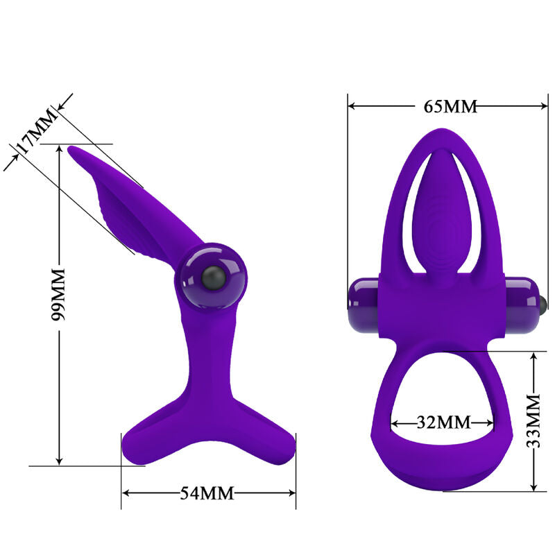 PRETTY LOVE - ANELLO VIBRATORE 10 VIBRAZIONI IN SILICONE VIOLETTO – Imbracature a vibrazione – foto 6