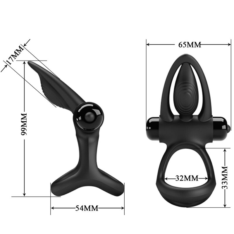 PRETTY LOVE - ANELLO VIBRANTE 10 VIBRAZIONI IN SILICONE NERO – Imbracature a vibrazione – foto 6