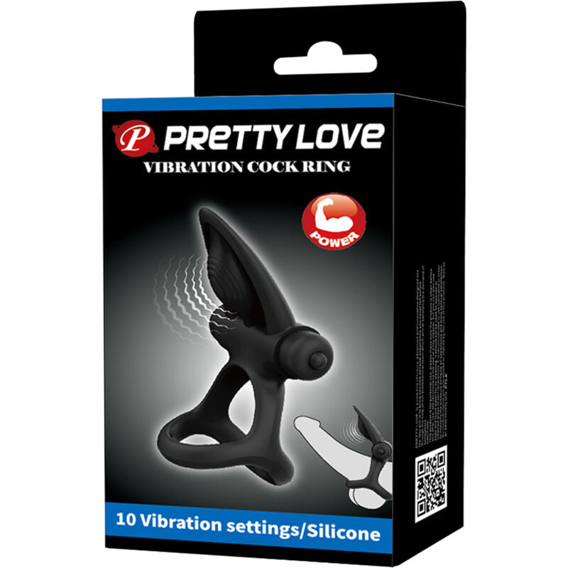 PRETTY LOVE - ANELLO VIBRANTE 10 VIBRAZIONI IN SILICONE NERO – Imbracature a vibrazione – foto 9