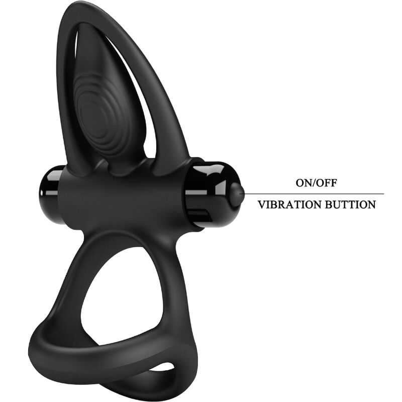 PRETTY LOVE - ANELLO VIBRANTE 10 VIBRAZIONI IN SILICONE NERO – Imbracature a vibrazione – foto 7