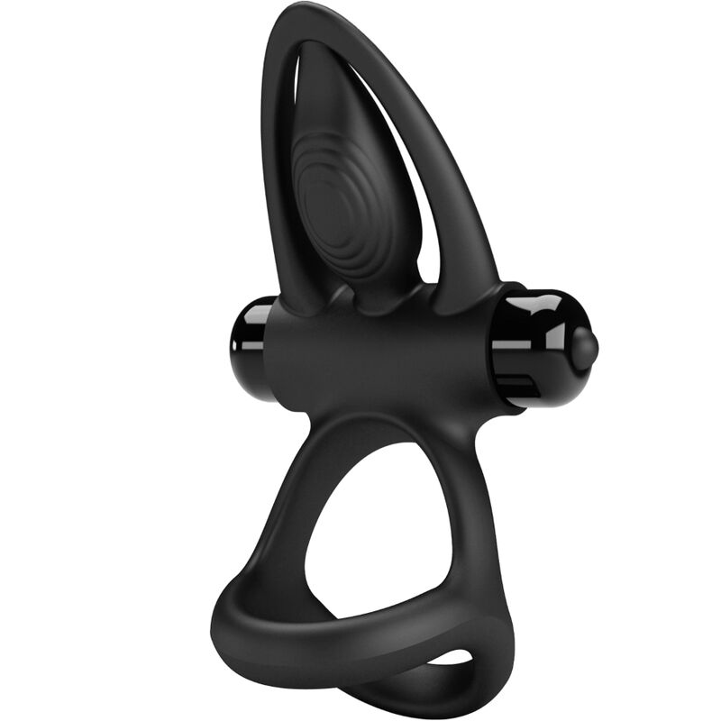 PRETTY LOVE - ANELLO VIBRANTE 10 VIBRAZIONI IN SILICONE NERO – Imbracature a vibrazione