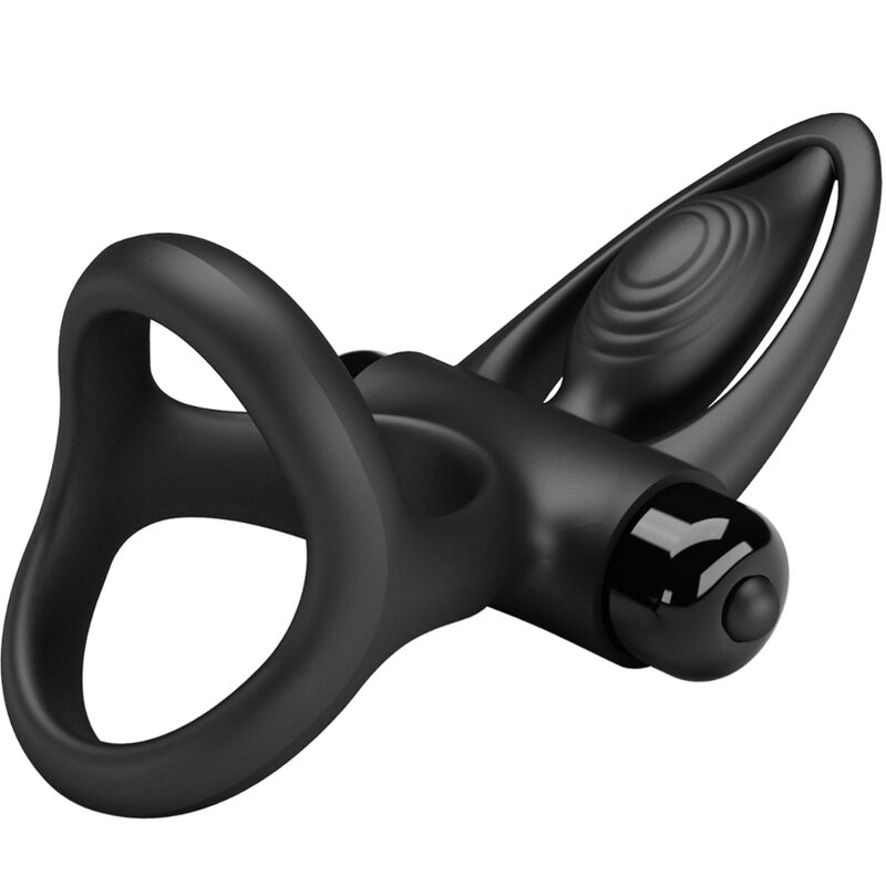 PRETTY LOVE - ANELLO VIBRANTE 10 VIBRAZIONI IN SILICONE NERO – Imbracature a vibrazione – foto 5