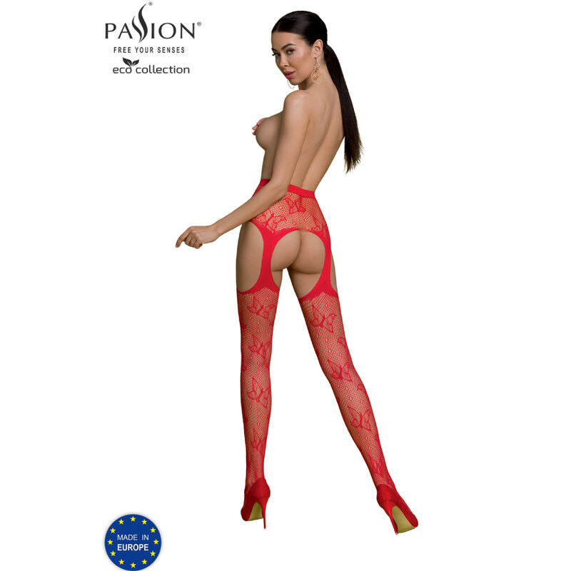PASSION - COLLEZIONE ECO BODYSTOCKING ECO S001 ROSSO – Calze giarrettiera – foto 2