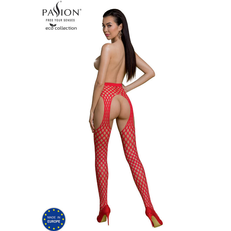 PASSION - COLLEZIONE ECO BODYSTOCKING ECO S003 ROSSO – Calze giarrettiera – foto 2