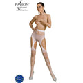 PASSION - COLLEZIONE ECO BODYSTOCKING ECO S005 BIANCO – Calze giarrettiera