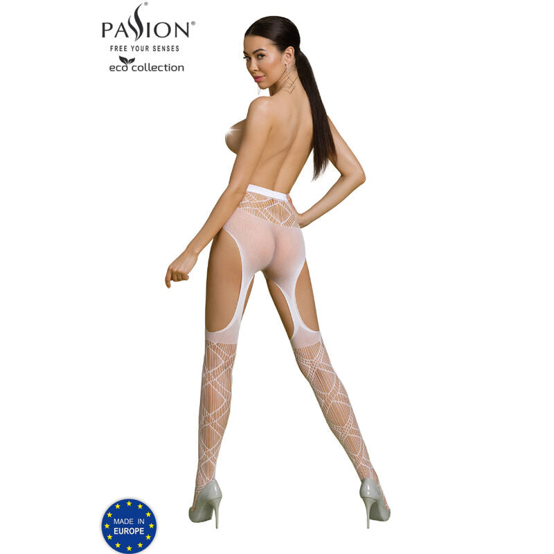 PASSION - COLLEZIONE ECO BODYSTOCKING ECO S005 BIANCO – Calze giarrettiera – foto 2