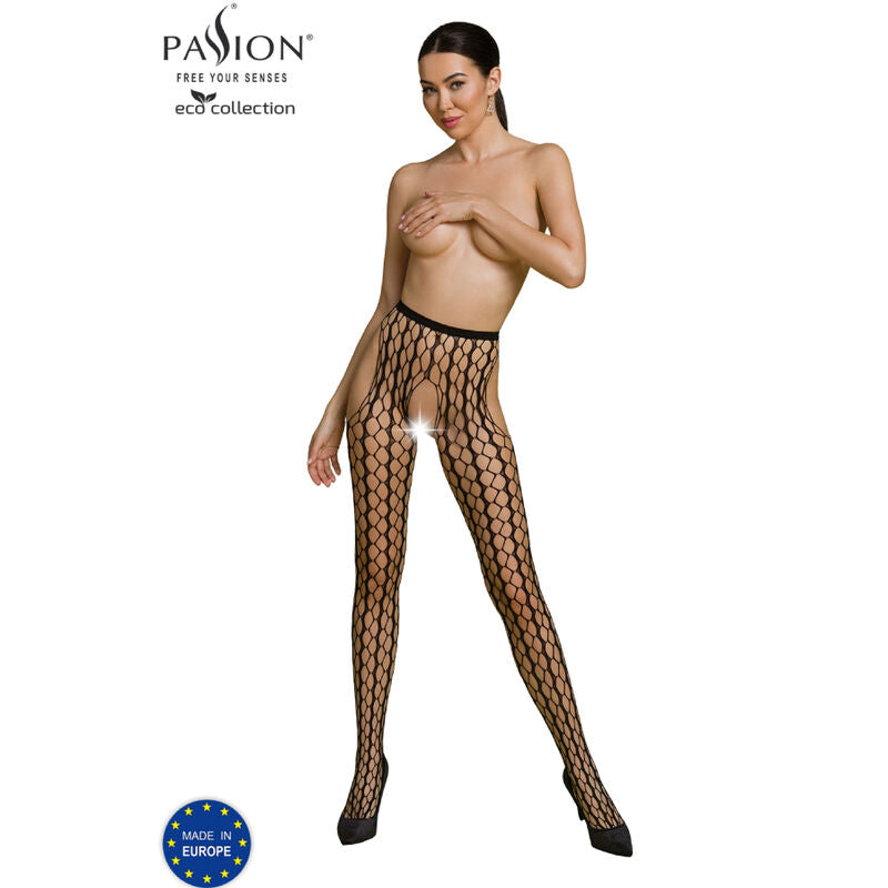 PASSION - COLLEZIONE ECO BODYSTOCKING ECO S007 NERO – Calzini